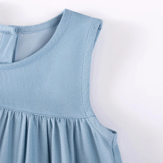 Sleeveless Cherry Blue Dresses - RYAN AND REMI