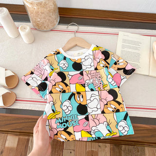 Disney Cartoon Kids Girls Tees Tops Short-sleeved Summer Clothing New Style Children's T-shirt Cute Fashion Girl Tshirts 1-7 Age - RYAN AND REMI