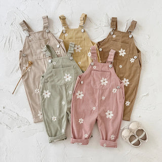 Corduroy Floral Dungaree Jumpsuit