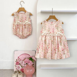 Pink Lace Bow Sister Outfit