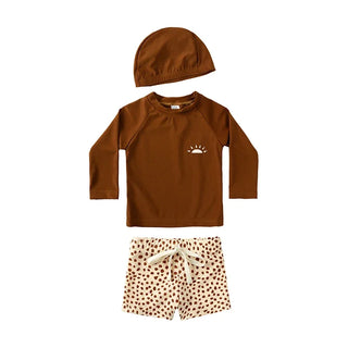 1-7T Summer Kids Boy Swimsuits Vacation Beach Pants Long sleeve Tops with Hat Toddler Sets Fashion Children Surfing Swim Suit - RYAN AND REMI