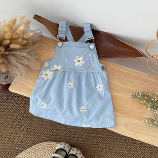 Blue Flower Embroidery Dress