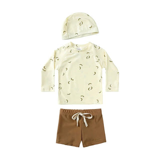 1-7T Summer Kids Boy Swimsuits Vacation Beach Pants Long sleeve Tops with Hat Toddler Sets Fashion Children Surfing Swim Suit - RYAN AND REMI