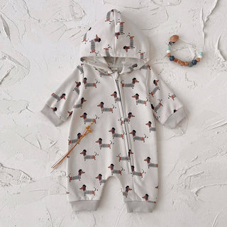 Dog Printed Hooded Jumpsuit - RYAN AND REMI