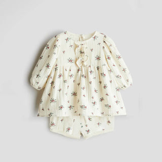 Cute Organic Cotton Clothes Suits for Newborn Spring Summer Printed Long Sleeve Top + Shorts Toddler Girl Outfits - RYAN AND REMI
