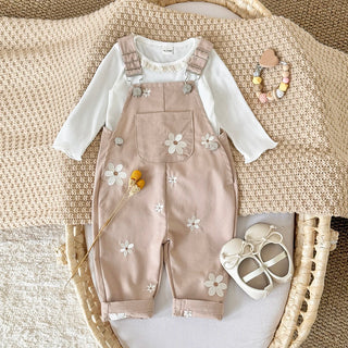 Embroidered Floral Dungaree Jumpsuit - RYAN AND REMI