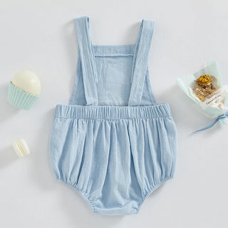 Newborn Baby Overalls Romper 1st Birthday Party Clothes Summer Adorable Sleeveless Square Neck Straps Tank Romper for Girl Boy - RYAN AND REMI
