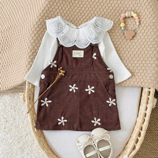 Brown Flower Suspender Dress - RYAN AND REMI