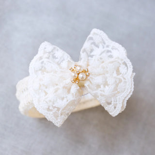 Cute Lace Embroidery Bow Headband For Princess Baby Girls Solid Bow Elasticity Hair Band Luxury Headwear Gifts - RYAN AND REMI