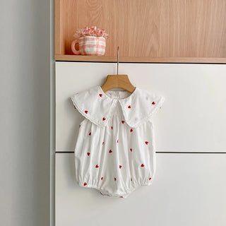 Heart Print Flap Romper