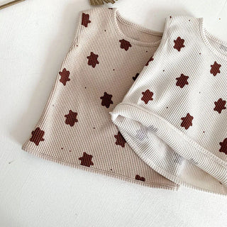 Waffle Bear Vest Shorts Set