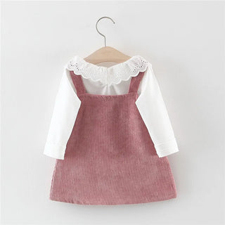 Corduroy Suspender Dress Top Set