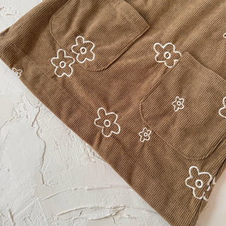 Autumn New Newborn Girls Sleeveless Dress Corduroy Small Flower Embroidered Baby Girl Strap Dress with Two Pockets - RYAN AND REMI