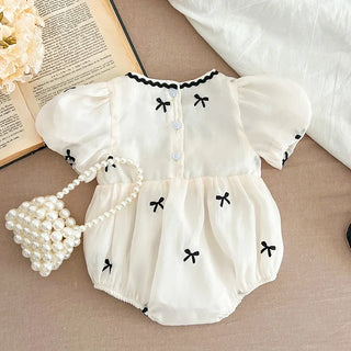 Tiny Bow Embroidery Romper - RYAN AND REMI