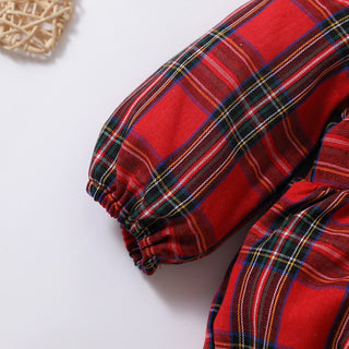 Plaid Lapel Long Sleeved Romper - RYAN AND REMI