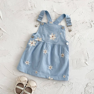 Blue Flower Embroidery Dress