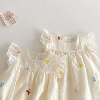 Baby Korean Version Bag Fart Clothes 2025 New Summer Baby Embroidery Bow Ha Yi Thin One Year Old Newborn Clothes - RYAN AND REMI
