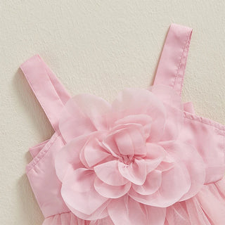 Pink Rose Flower Lace Romper