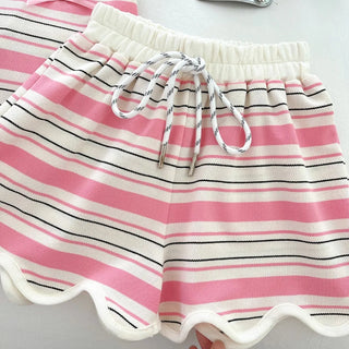 Bear Leader Summer New Girl Outfits Cartoon Stripe Suit Fashion Bareback Big Bow Top + Shorts Casual Child Sets 3-7 Years Old - RYAN AND REMI