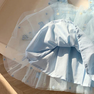 Toddler Girls Flying Sleeve Dress Children's Birthday Princess Party Embroidered Butterfly Mesh Dress Summer Dress for Baby Girl - RYAN AND REMI