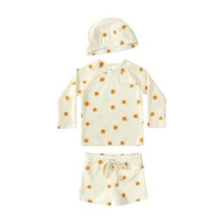 1-7T Summer Kids Boy Swimsuits Vacation Beach Pants Long sleeve Tops with Hat Toddler Sets Fashion Children Surfing Swim Suit - RYAN AND REMI