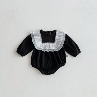 Baby Girl Jumpsuit 2026 Spring Autumn Korean Version Lace and Lace Baby Hoodie Long Sleeved Crawling Clothes Fart Clothes - RYAN AND REMI