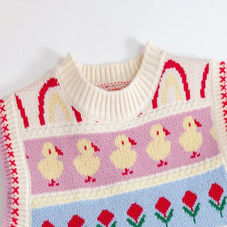 Blossom Striped Pattern Vest - RYAN AND REMI
