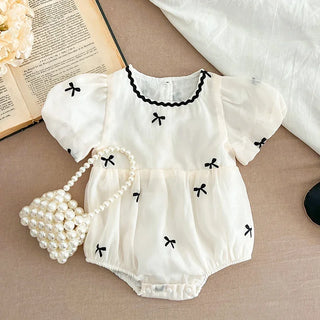 Tiny Bow Embroidery Romper - RYAN AND REMI