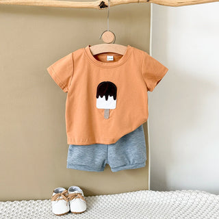 Baby 2Pcs Baby Clothes Ice cream Patchwork Hot Selling Casual T-Shirts+Shorts Boy Girl Infant Sets Toddler Summer Kids Clothes - RYAN AND REMI