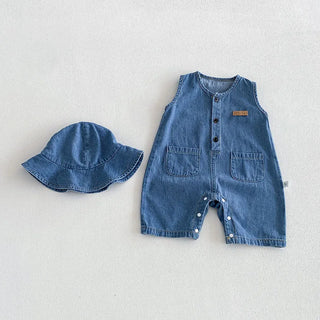 Soft Denim Jumpsuit W Hat