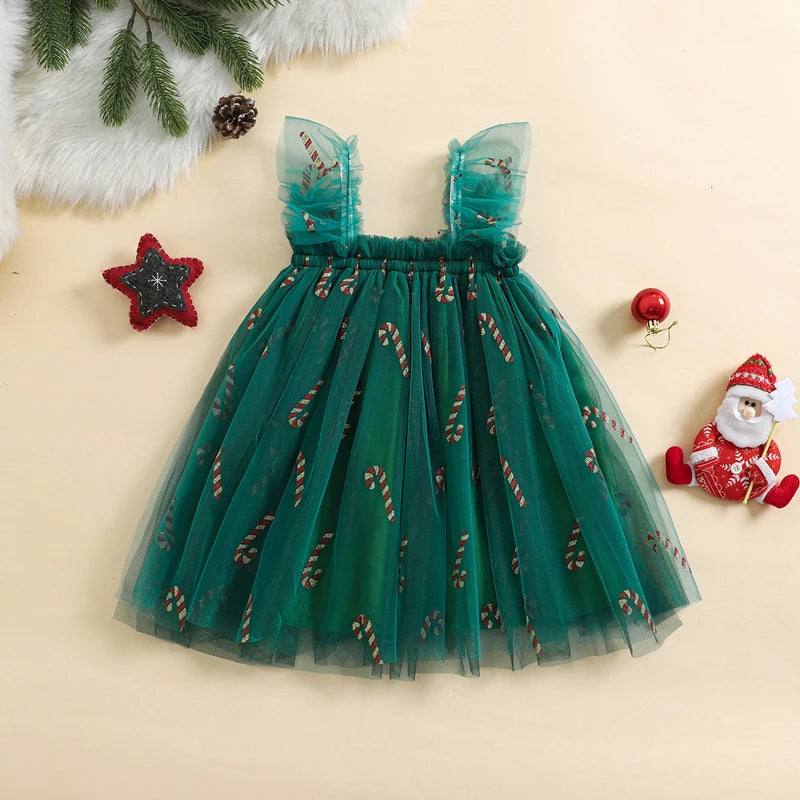 white christmas dresses Christmas Layered Tulle Dress Green / 2-3T