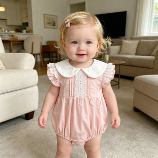 2026 New Summer Infant Baby Girl Bodysuits 0-24M Baby Girl Newborn Clothing Flutter Sleeved Cotton Print Baby Girl Jumpsuit - RYAN AND REMI