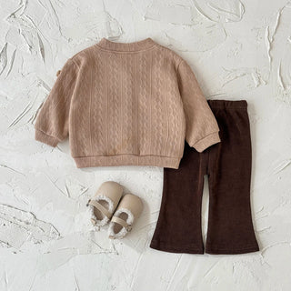 Flower Patch Cardigan Pants Set - RYAN AND REMI