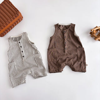 Striped Sleeveless Short Jumpsuit