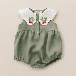 Cherry Cotton Sleeveless Romper - RYAN AND REMI