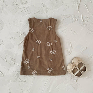 Autumn New Newborn Girls Sleeveless Dress Corduroy Small Flower Embroidered Baby Girl Strap Dress with Two Pockets - RYAN AND REMI