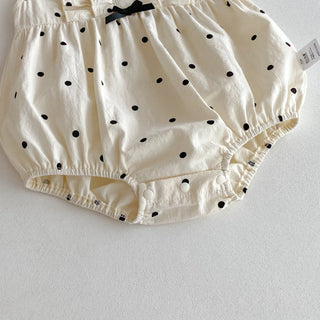 New Korean Japanese Polka Dot Newborn Baby Girl Romper Sleeveless Bow Infant Outfit Bodysuit 0-24M Loose Style Baby Jumpsuit - RYAN AND REMI