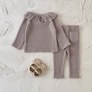 Autumn Toddler Baby Girls Outfit Purple Fleece Fleece Fleece Long Sleeve Sweatshirt Elastic Waist Pants Spring Clothes - RYAN AND REMI