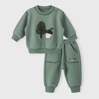 Fuzzy Embroidered Jogger Set - RYAN AND REMI