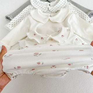 New autumn baby collar low opening jumpsuit with children's long sleeves made of cotton, soft and comfortable - RYAN AND REMI