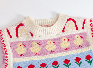 Blossom Striped Pattern Vest - RYAN AND REMI