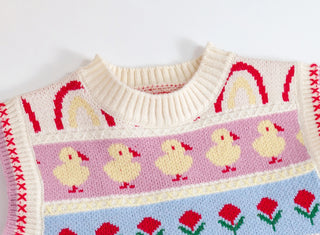 Blossom Striped Pattern Vest - RYAN AND REMI