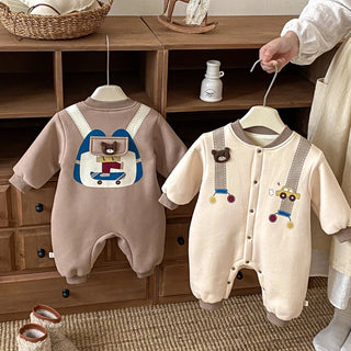 Fleece Cartoon Bear Jumpsuit