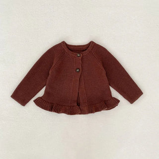 Ruffled Knit Cardigan Top Striped Bloomers Outfit
