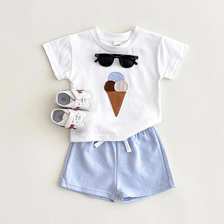Infant Toddler Outfit Summer Newborn Baby Clothes Sets Baby Boys Girls Clothes Ice Cream Print T-shirt+Shorts Children Clothing - RYAN AND REMI