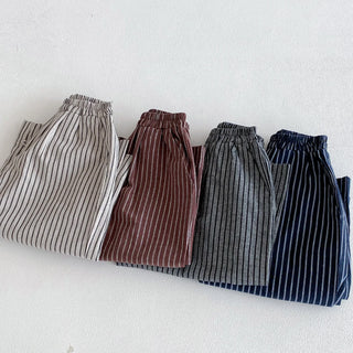 Boys Girls Linen Cotton Stripe Trousers For Children's Clothes Fall Spring Boy Loose Casual Harem Pants Kids Long Pants for 1-6T - RYAN AND REMI