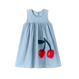 Sleeveless Cherry Blue Dresses - RYAN AND REMI