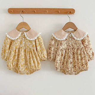 Autumn Newborn Baby Girls Bodysuits Long Sleeved Cotton Lace Flower Infant Baby Girls Jumpsuit Spring 0-24M Children Clothes - RYAN AND REMI