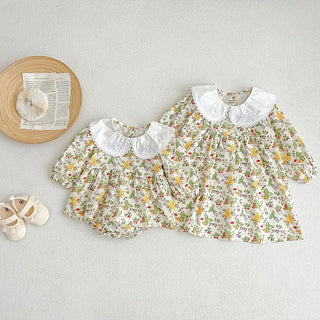 Lace Collar Paisly Sister Outfit