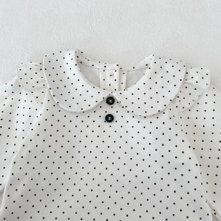 Spring and Autumn Long Sleeve Cute Fashion Versatile Polka Dot Top and Skirt Set for Girls, Pure Cotton Two-Piece Set - RYAN AND REMI